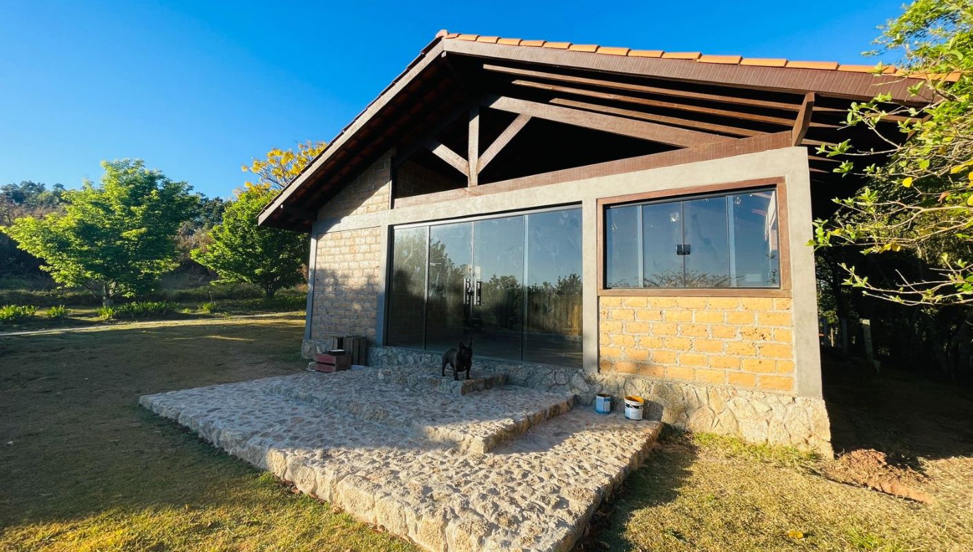 Área Gourmet do Chalé Íris em construção em Piedade SP